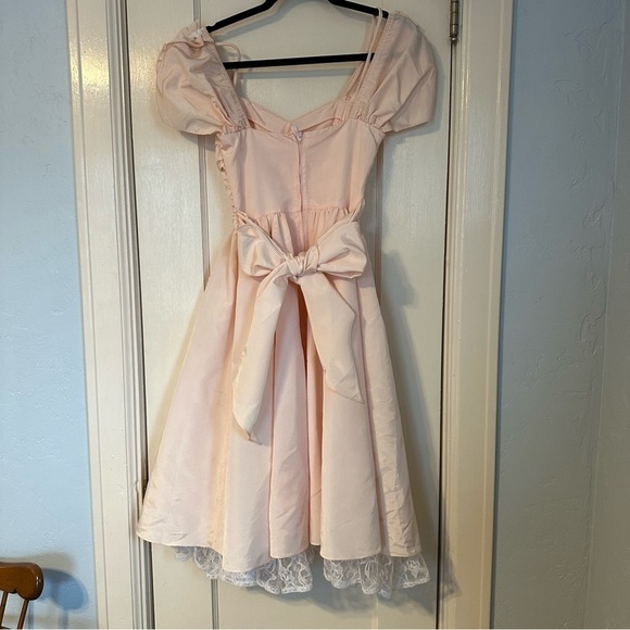 Gunne Sax by Jessica McClintock Peach Vintage Sequined Puff Sleeves Peach Size 8 - Picture 3 of 11